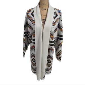 Northern Angel Aztec‎ Tribal Print Shawl Collar Duster Cardigan Coatigan Plus 2X